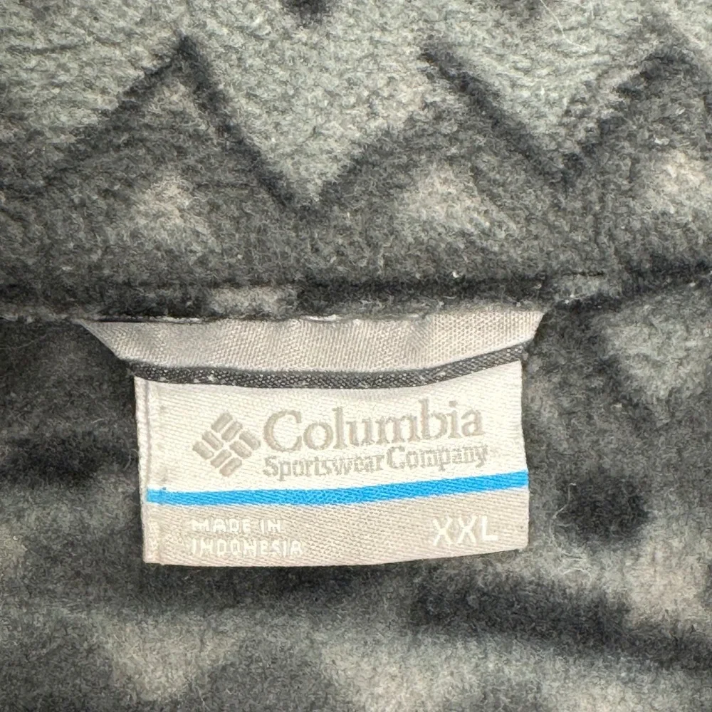 Columbia Fleece Jacket Mens XXL Grey Aztec Geometric Full Zip Excellent‎ Print